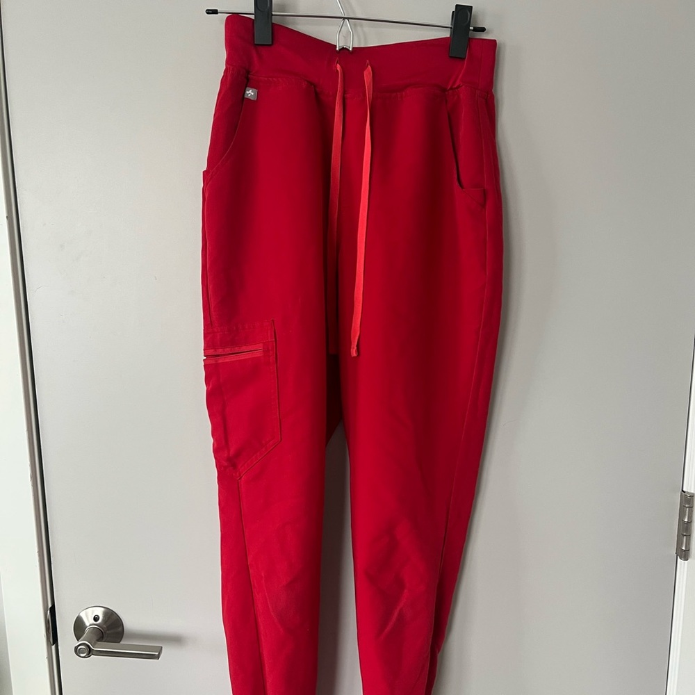 Figs XS Red Jogger Pants